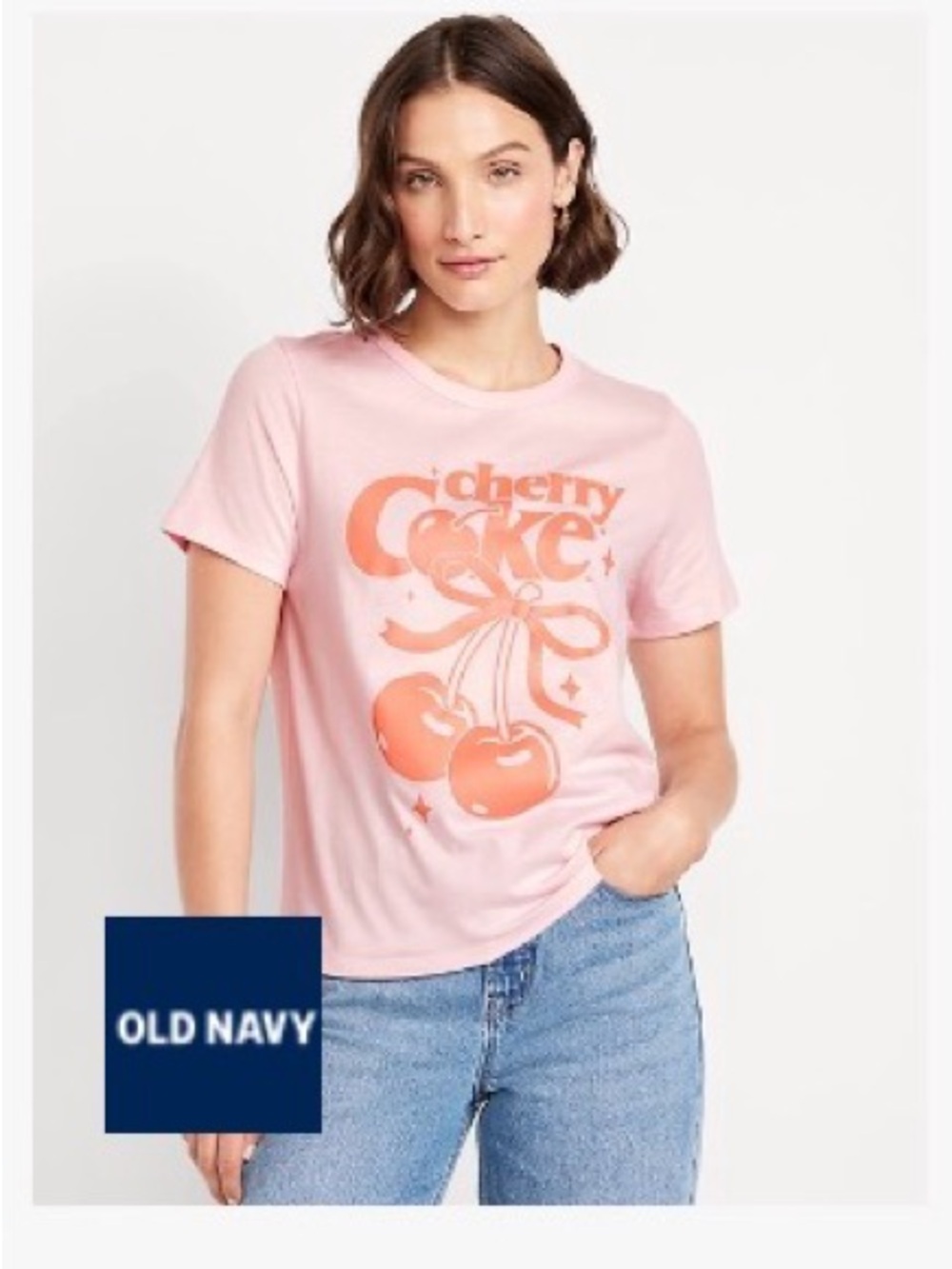Old Navy Pink Graphic Cherry Tee